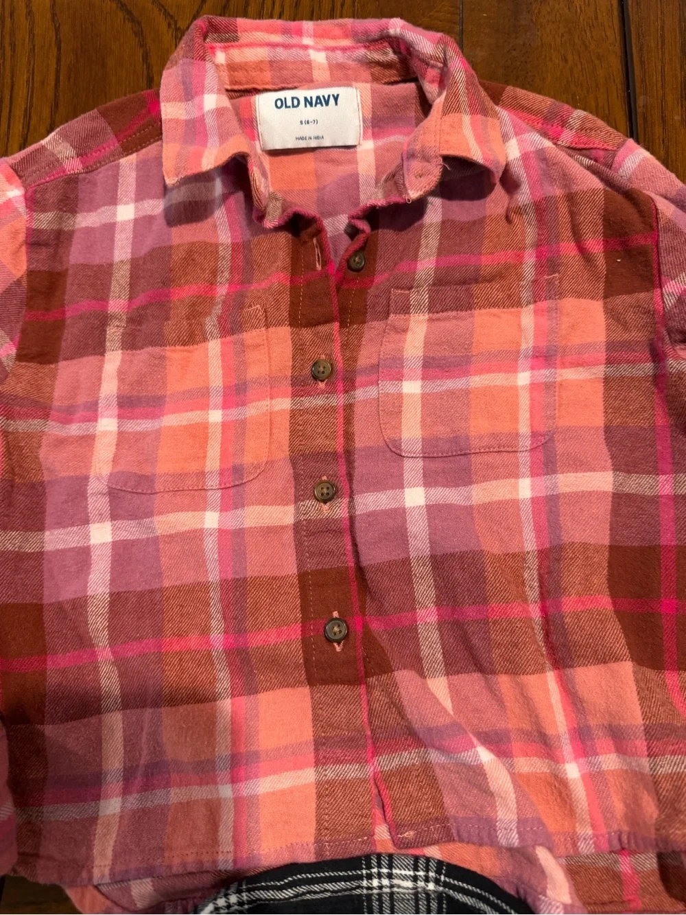 Old Navy Kids Plaid Button-Down Shirts — Pink & Black